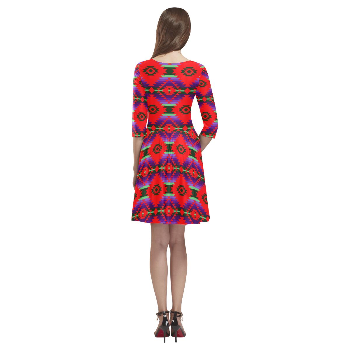 Cree Confederacy Chicken Dance Tethys Half-Sleeve Skater Dress(Model D20) Tethys Half-Sleeve Skater Dress (D20) e-joyer 