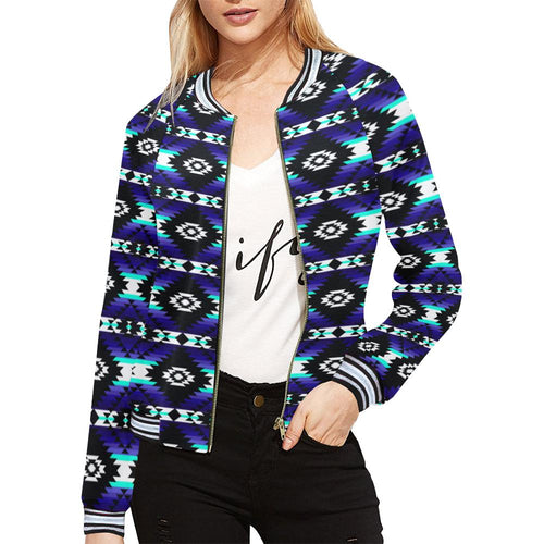 Cree Confederacy Midnight All Over Print Bomber Jacket for Women (Model H21) All Over Print Bomber Jacket for Women (H21) e-joyer 