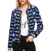 Load image into Gallery viewer, Cree Confederacy Midnight All Over Print Bomber Jacket for Women (Model H21) All Over Print Bomber Jacket for Women (H21) e-joyer 
