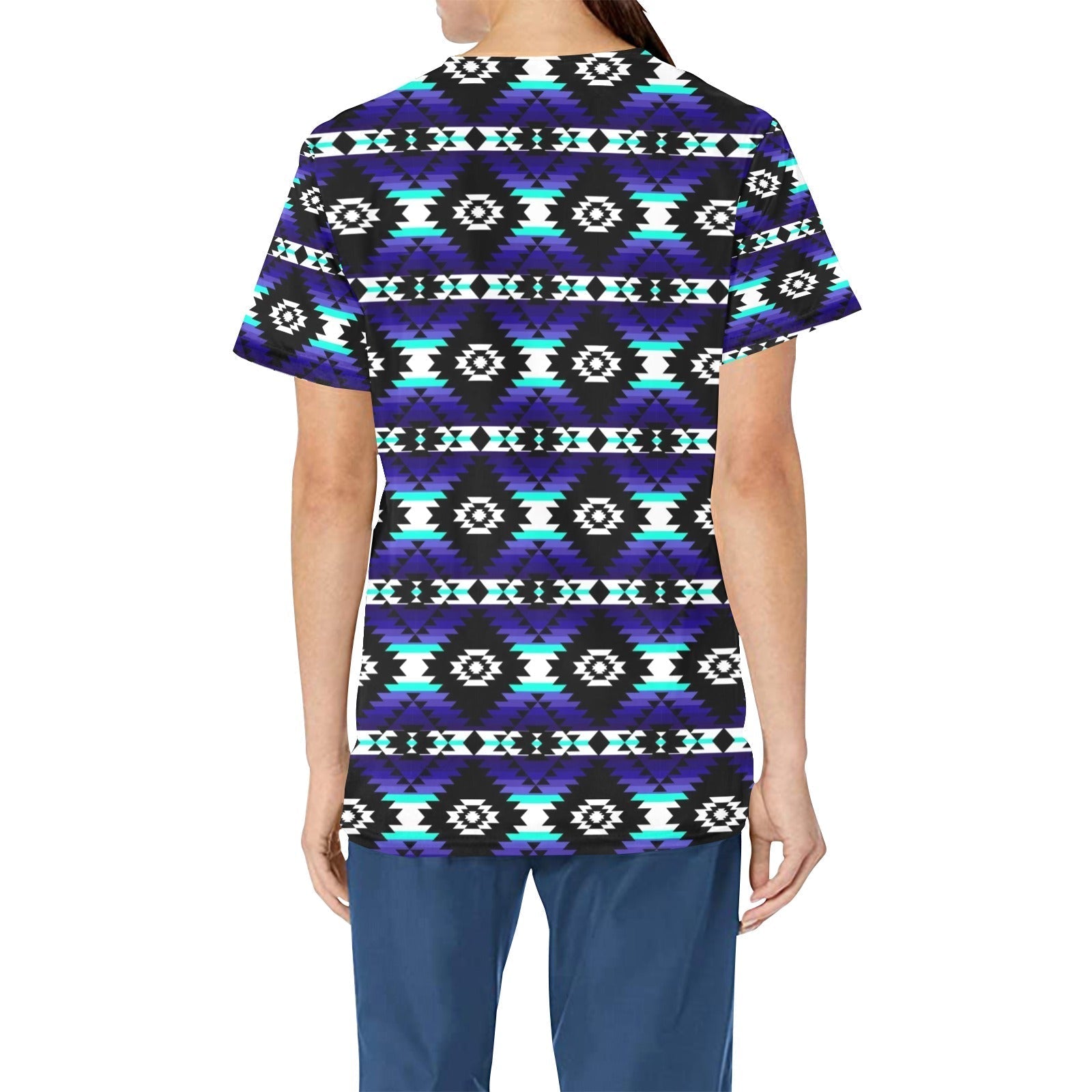 Cree Confederacy Midnight All Over Print Scrub Top Scrub Top e-joyer 