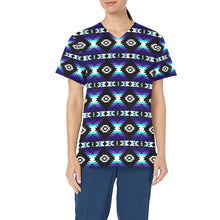 Load image into Gallery viewer, Cree Confederacy Midnight All Over Print Scrub Top Scrub Top e-joyer 
