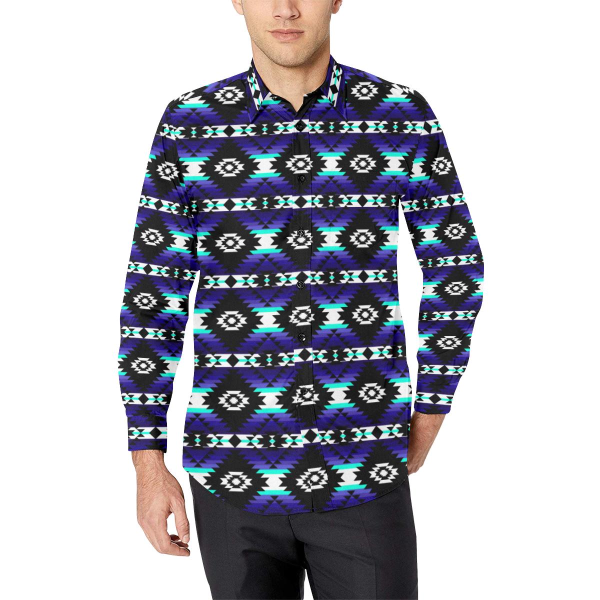 Cree Confederacy Midnight Men's All Over Print Casual Dress Shirt (Model T61) Men's Dress Shirt (T61) e-joyer 