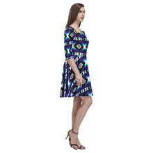 Load image into Gallery viewer, Cree Confederacy Midnight Tethys Half-Sleeve Skater Dress(Model D20) Tethys Half-Sleeve Skater Dress (D20) e-joyer 
