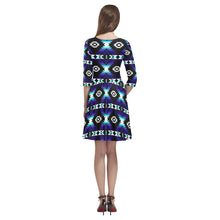 Load image into Gallery viewer, Cree Confederacy Midnight Tethys Half-Sleeve Skater Dress(Model D20) Tethys Half-Sleeve Skater Dress (D20) e-joyer 
