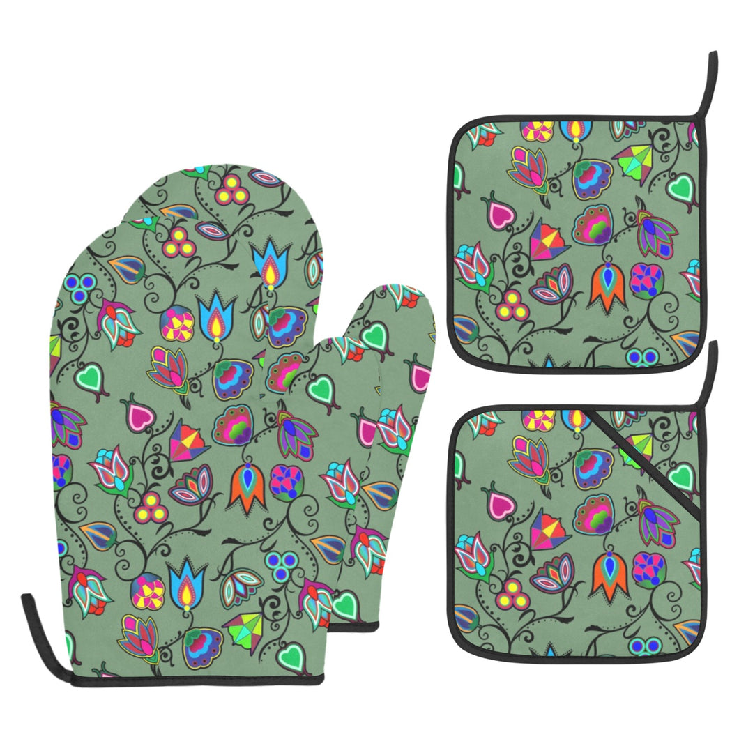 Indigenous Paisley Dark Sea Oven Mitt & Pot Holder