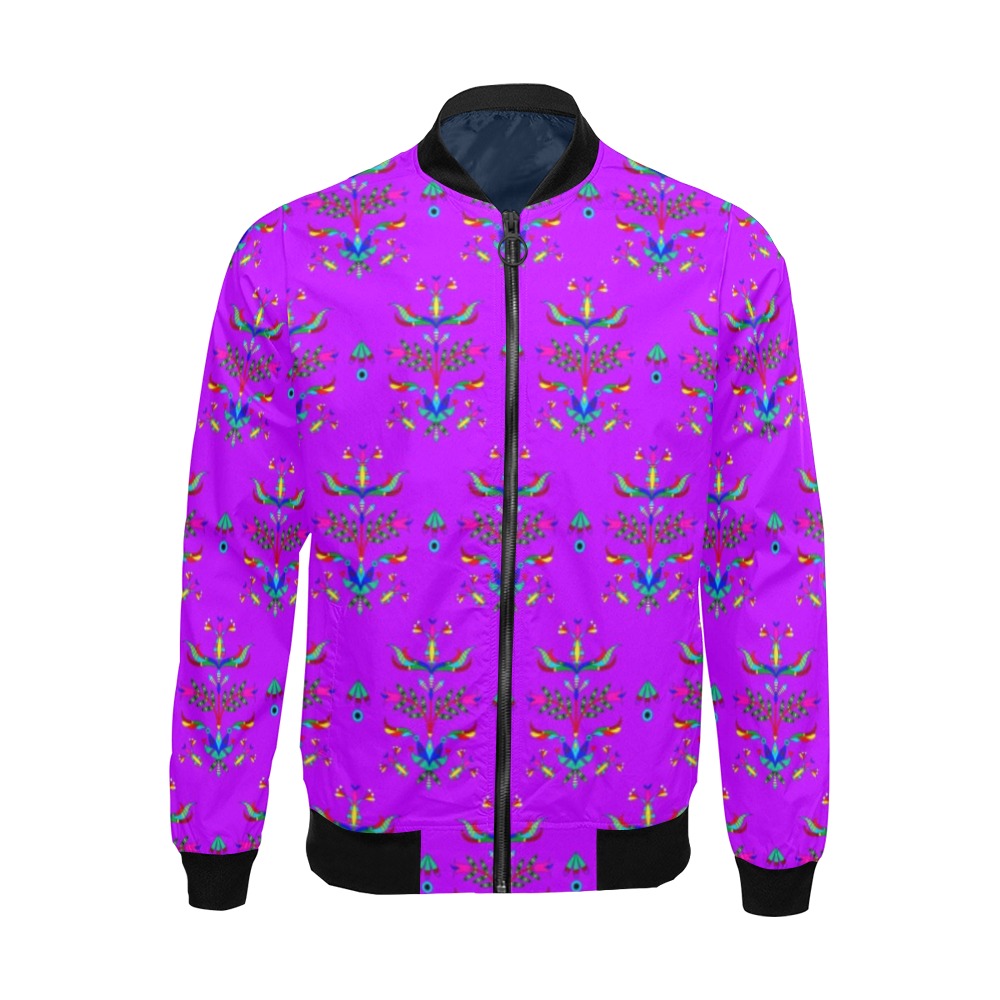 Dakota Damask Purple Bomber Jacket for Men