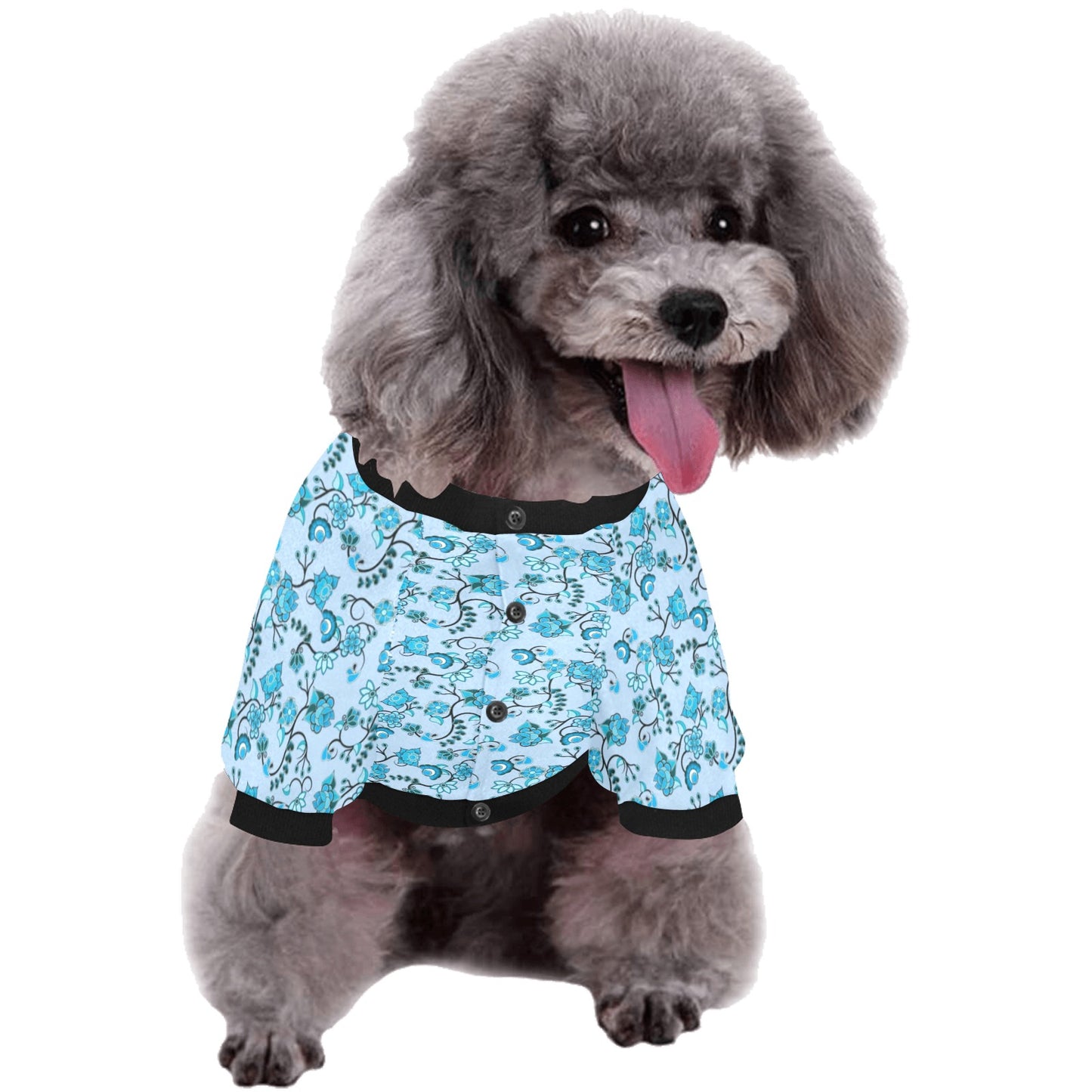 Blue Floral Amour Pet Dog Round Neck Shirt