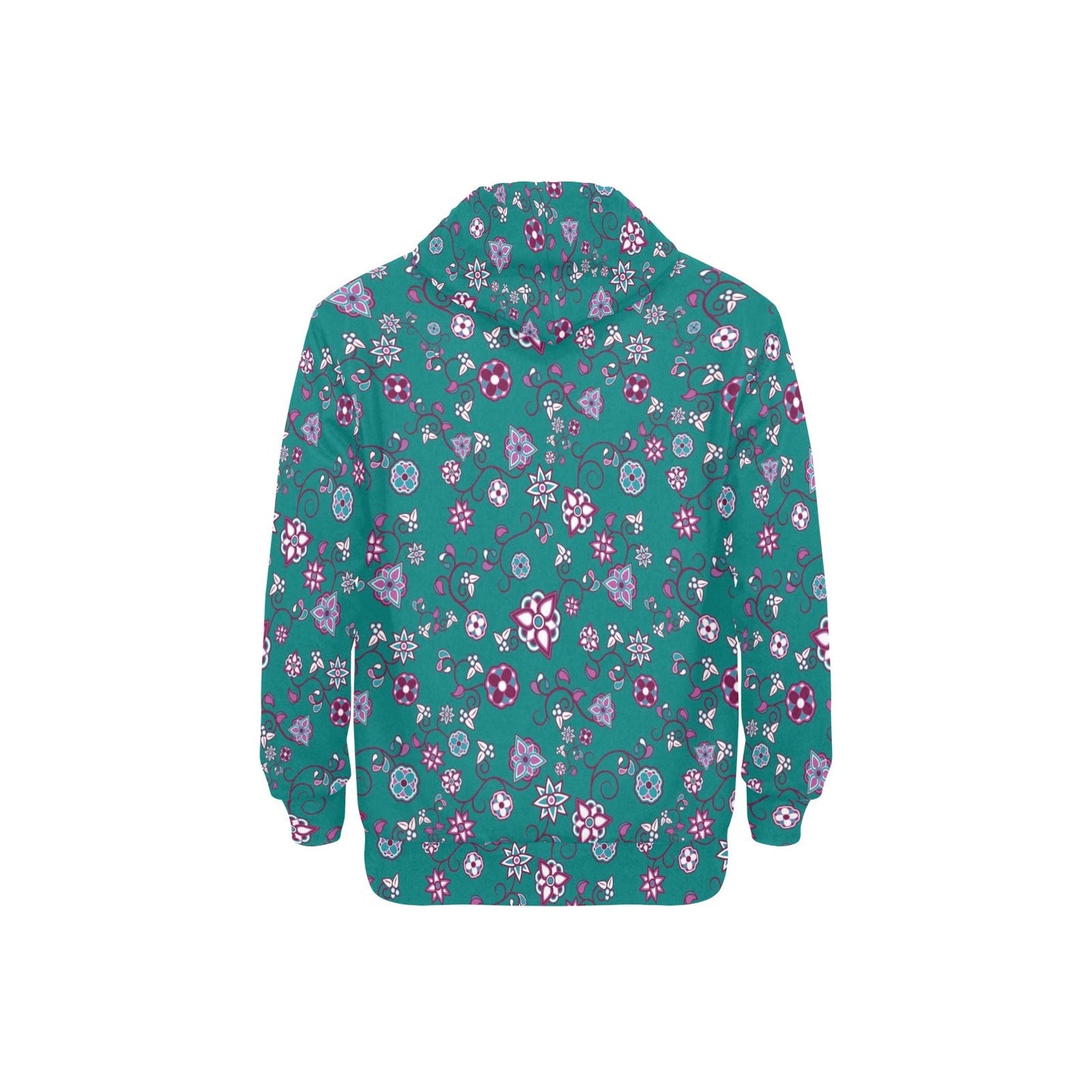 Burgundy Bloom Men's Long Sleeve Fleece Hoodie