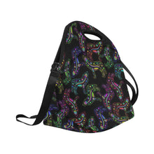 Load image into Gallery viewer, Neon Floral Wolves Neoprene Lunch Bag/Large
