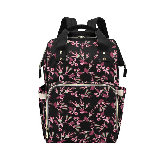 Floral Green Black Multi-Function Diaper Backpack/Diaper Bag