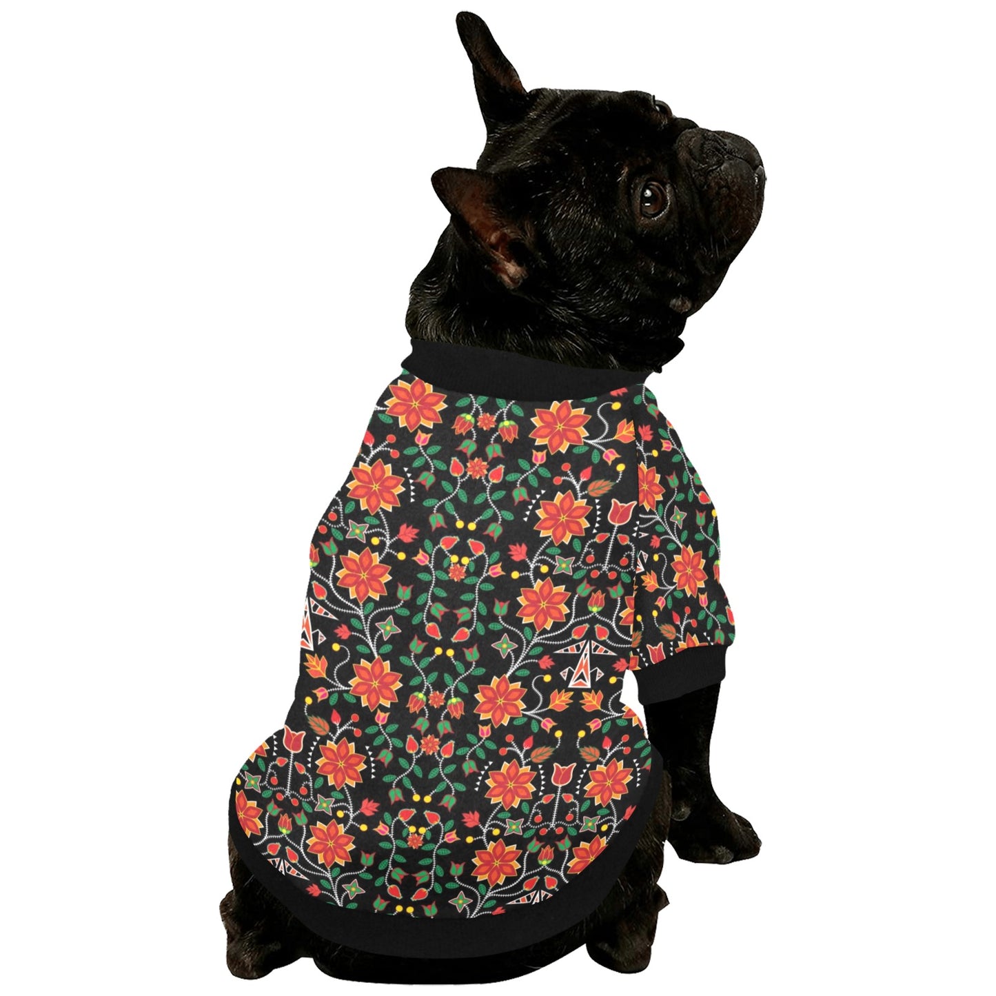 Floral Beadwork Six Bands Pet Dog Round Neck Shirt
