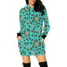 Load image into Gallery viewer, Strawberry Dreams Turquoise Hoodie Dress
