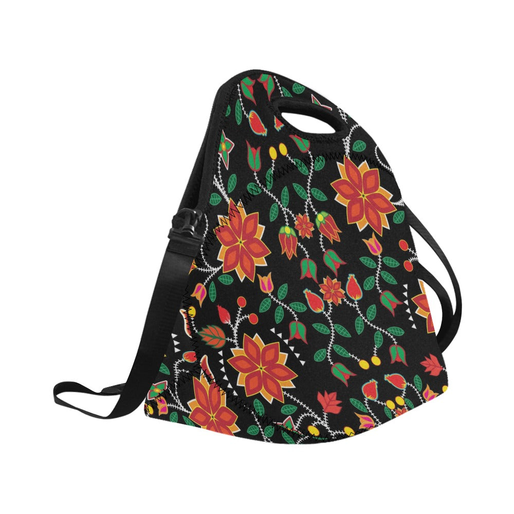 Floral Beadwork Six Bands Neoprene Lunch Bag/Large