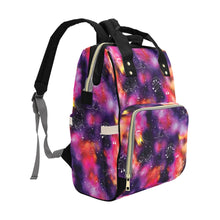 Load image into Gallery viewer, Animal Ancestors 9 Cosmic Swirl Purple and Red Multi-Function Diaper Backpack/Diaper Bag
