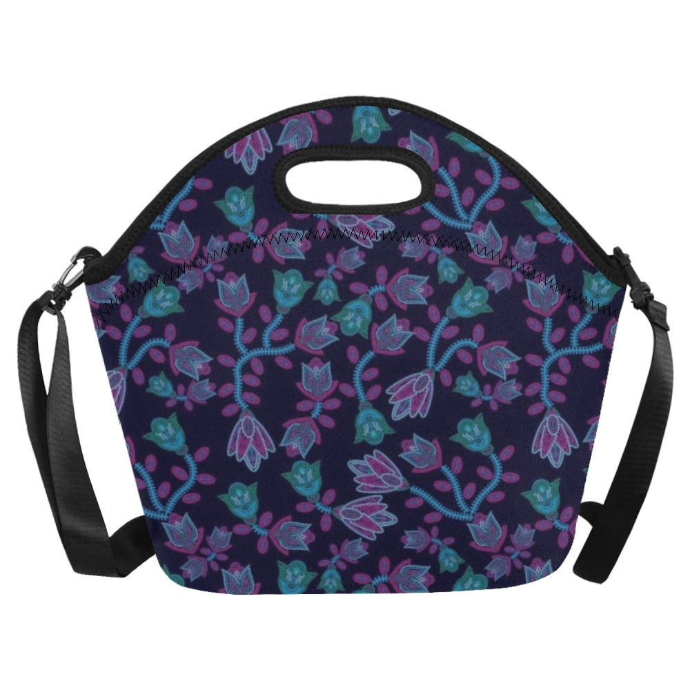Beaded Blue Nouveau Neoprene Lunch Bag