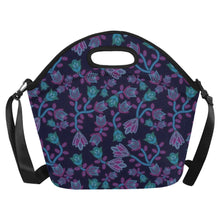 Load image into Gallery viewer, Beaded Blue Nouveau Neoprene Lunch Bag
