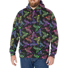 Load image into Gallery viewer, Neon Floral Hummingbirds Men&#39;s Long Sleeve Fleece Hoodie
