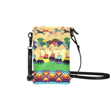 Load image into Gallery viewer, Horses and Buffalo Ledger Torquoise Small Cell Phone Purse
