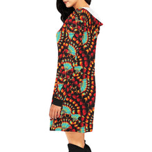 Load image into Gallery viewer, Hawk Feathers Fire and Turquoise Hoodie Dress
