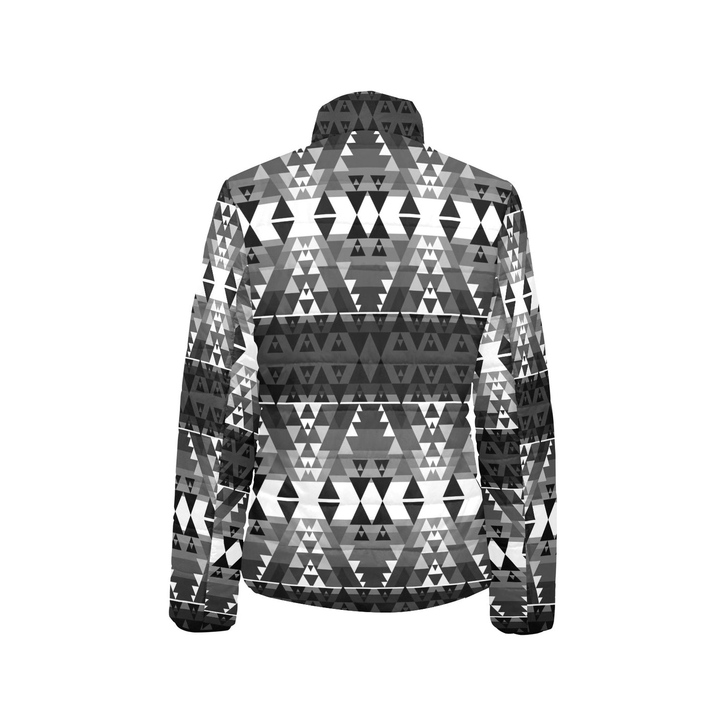 Writing on Stone Black and White Women's Stand Collar Padded Jacket