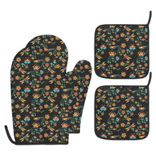 Load image into Gallery viewer, Dragon Lily Noir Oven Mitt &amp; Pot Holder
