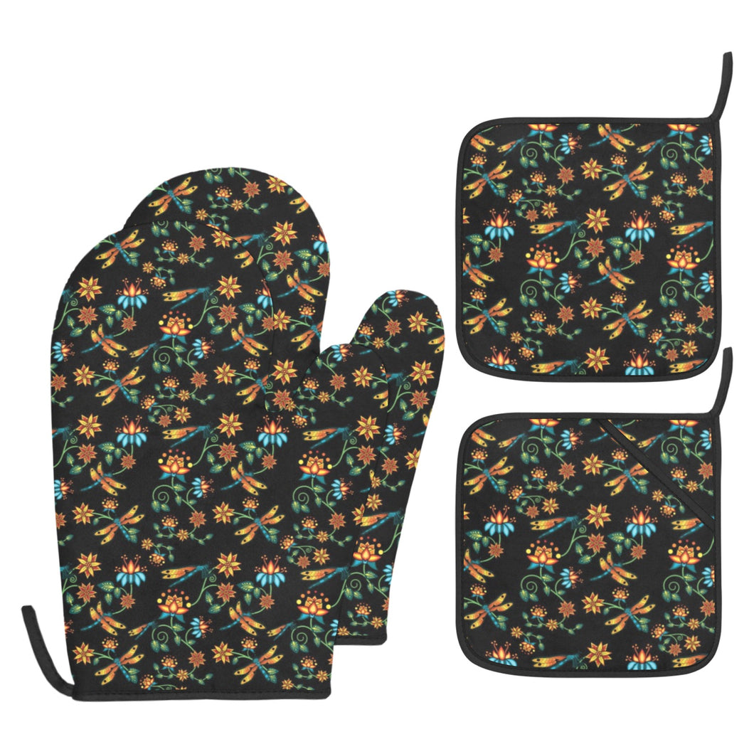 Dragon Lily Noir Oven Mitt & Pot Holder