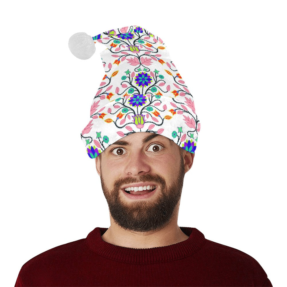 Floral Beadwork Four Clans White Santa Hat