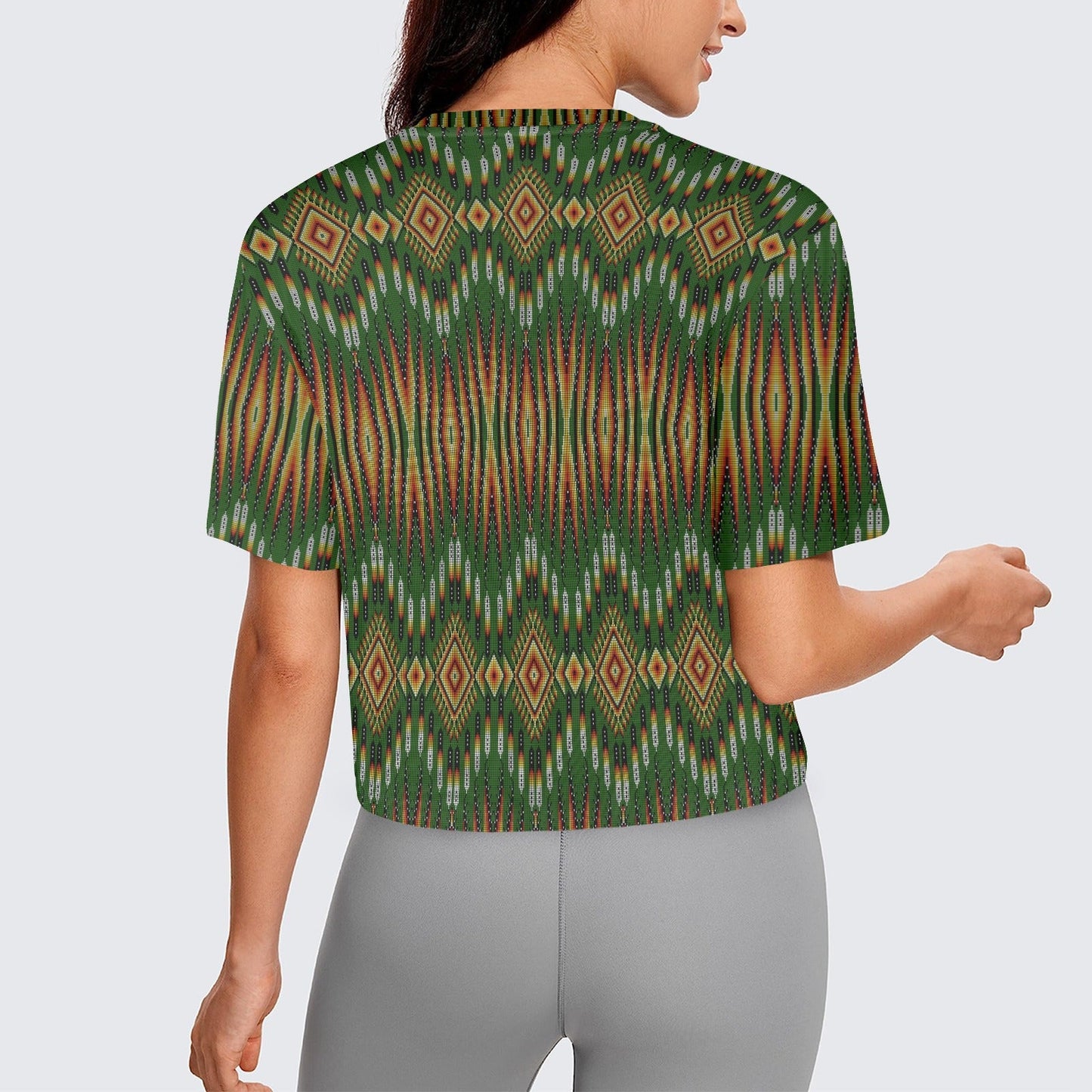 Fire Feather Green Crop Top