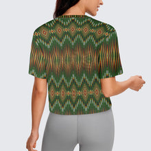 Load image into Gallery viewer, Fire Feather Green Crop Top
