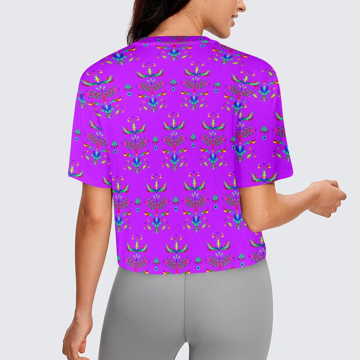 Dakota Damask Purple Crop Top