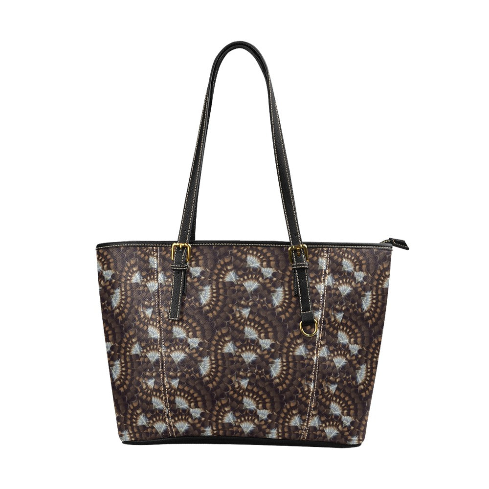 Hawk Feathers Leather Tote Bag