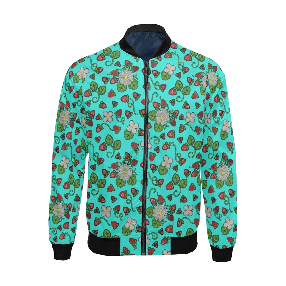 Strawberry Dreams Turquoise Bomber Jacket for Men