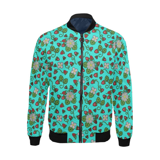 Strawberry Dreams Turquoise Bomber Jacket