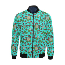 Load image into Gallery viewer, Strawberry Dreams Turquoise Bomber Jacket for Men
