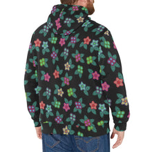 Load image into Gallery viewer, Berry Flowers Black Men&#39;s Long Sleeve Fleece Hoodie
