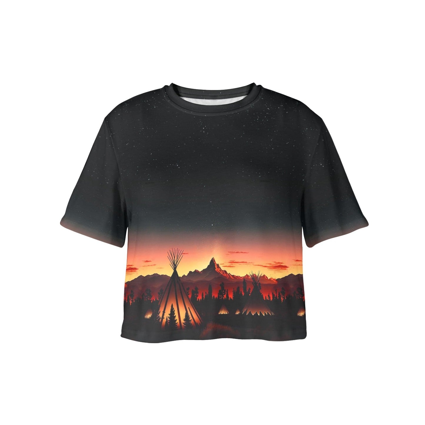 Sunset Tipis 1 Crop Top