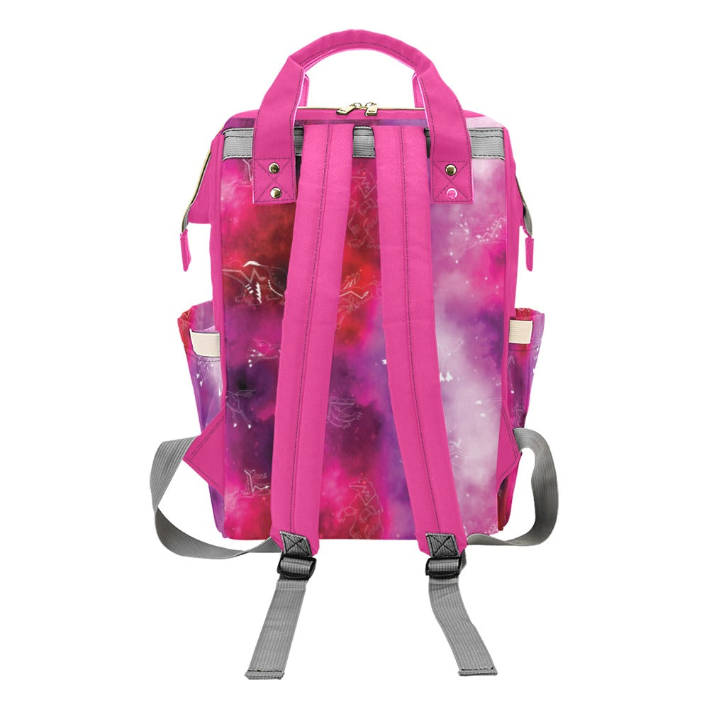 Animal Ancestors 8 Gaseous Clouds Pink and Red Multi-Function Diaper Backpack/Diaper Bag