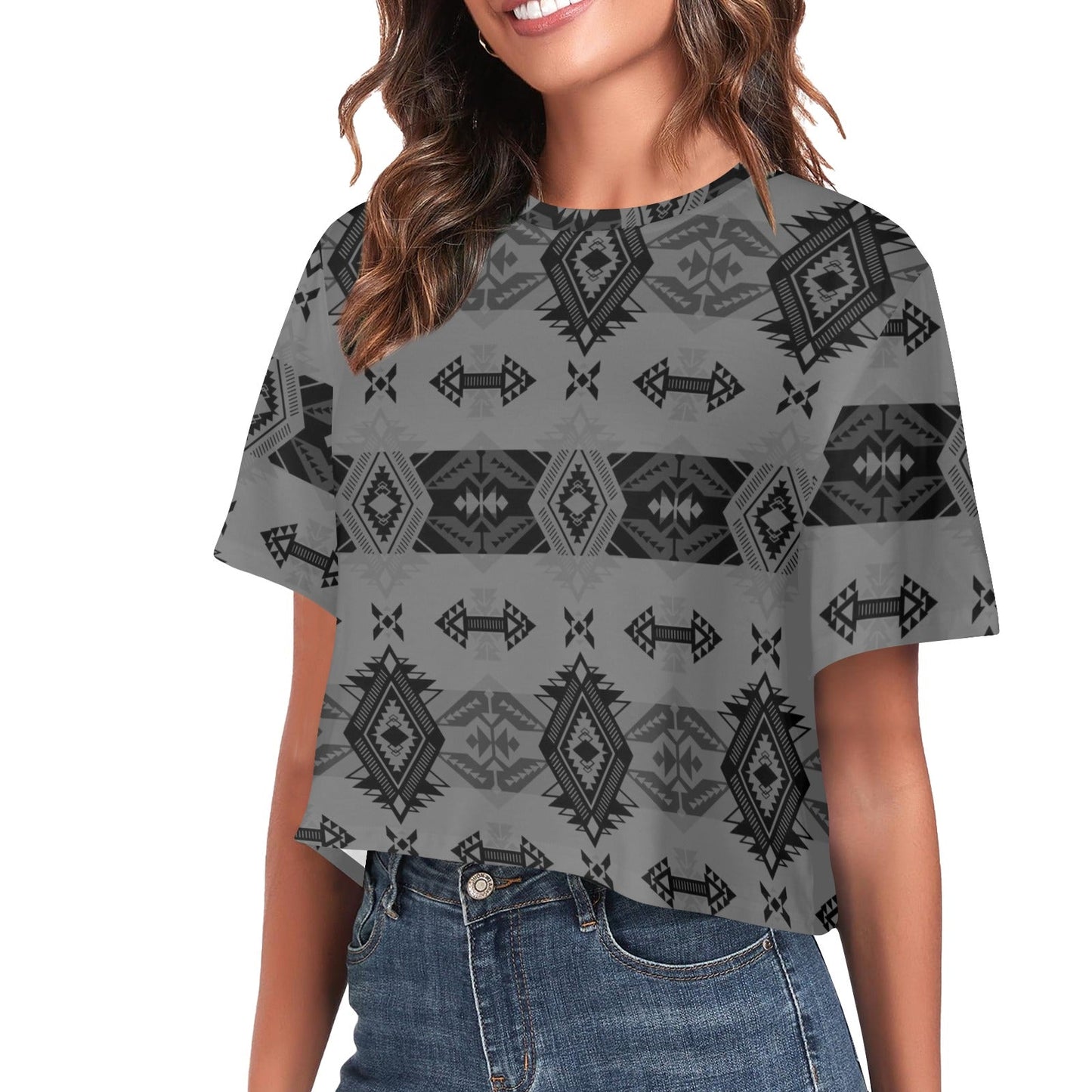 Sovereign Nation Gray Crop Top