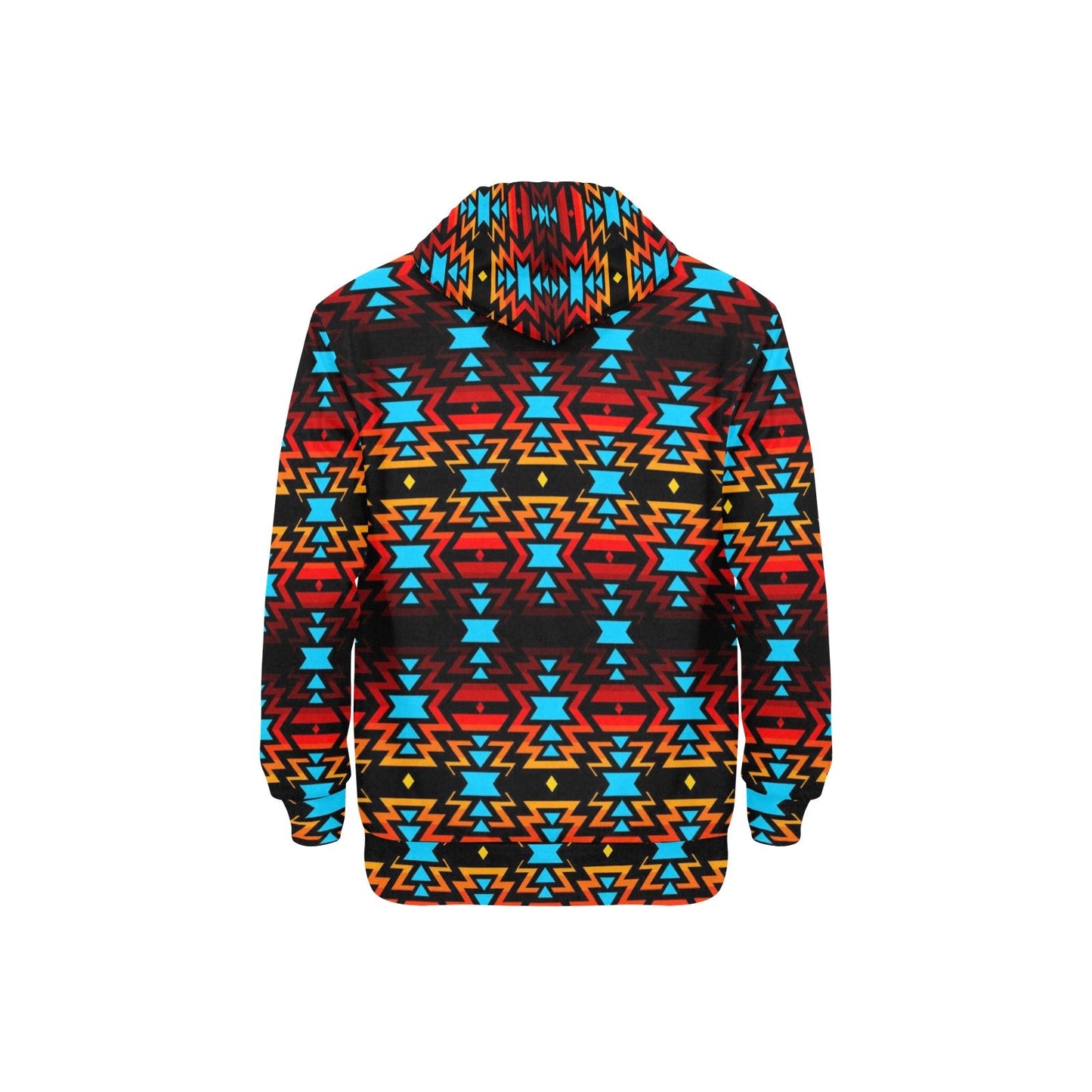 Black Fire and Sky Men's Long Sleeve Fleece Hoodie