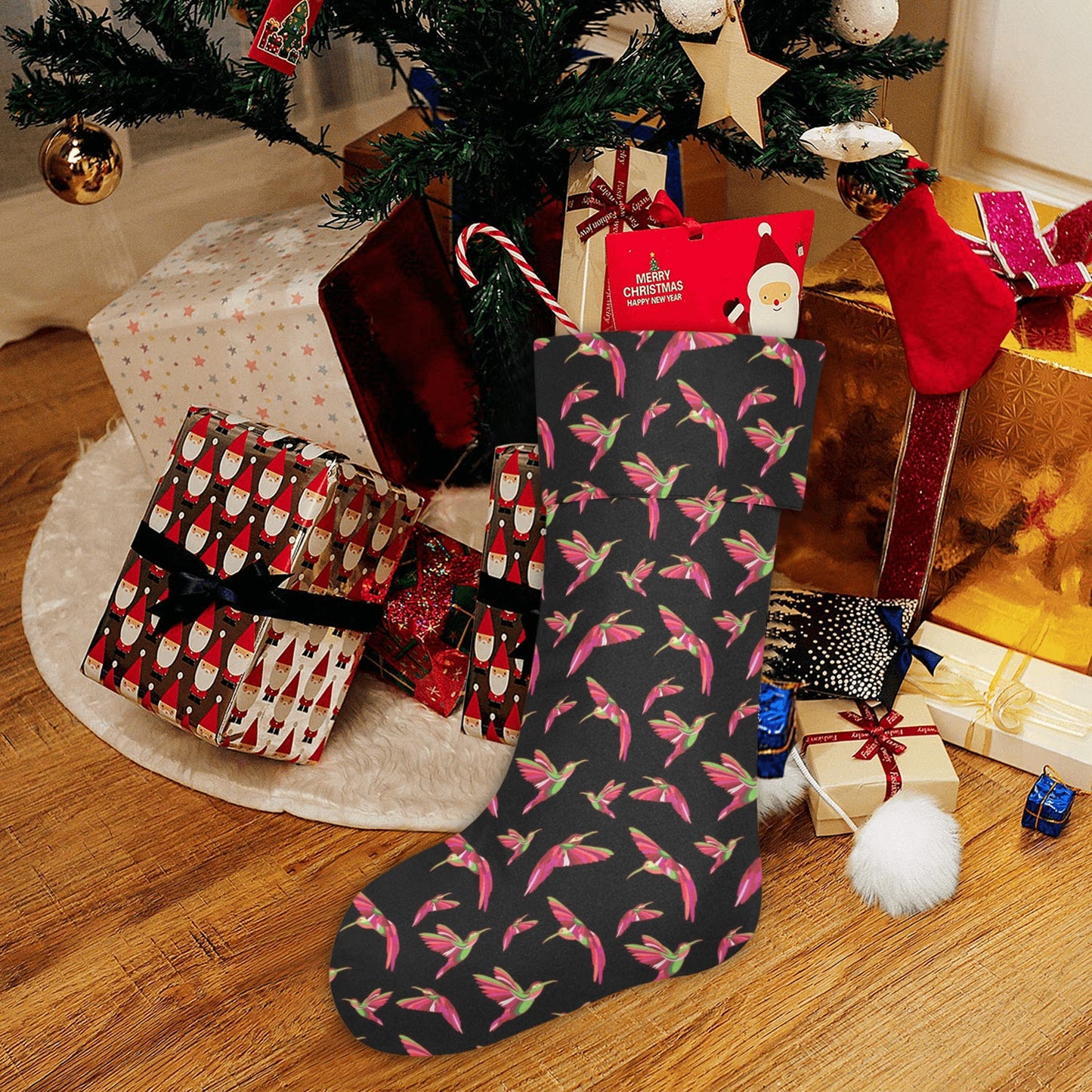 Red Swift Colourful Black Christmas Stocking