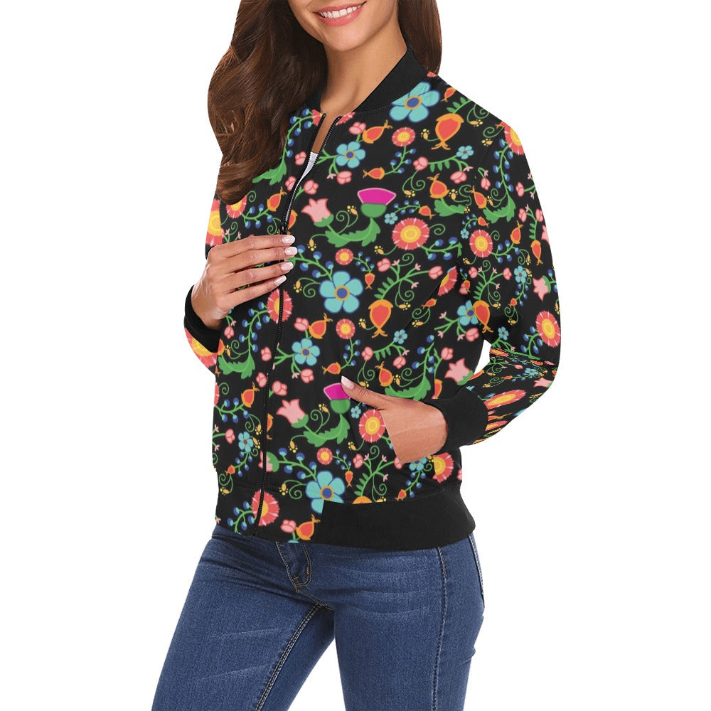 Bee Spring Night Bomber Jacket for Women