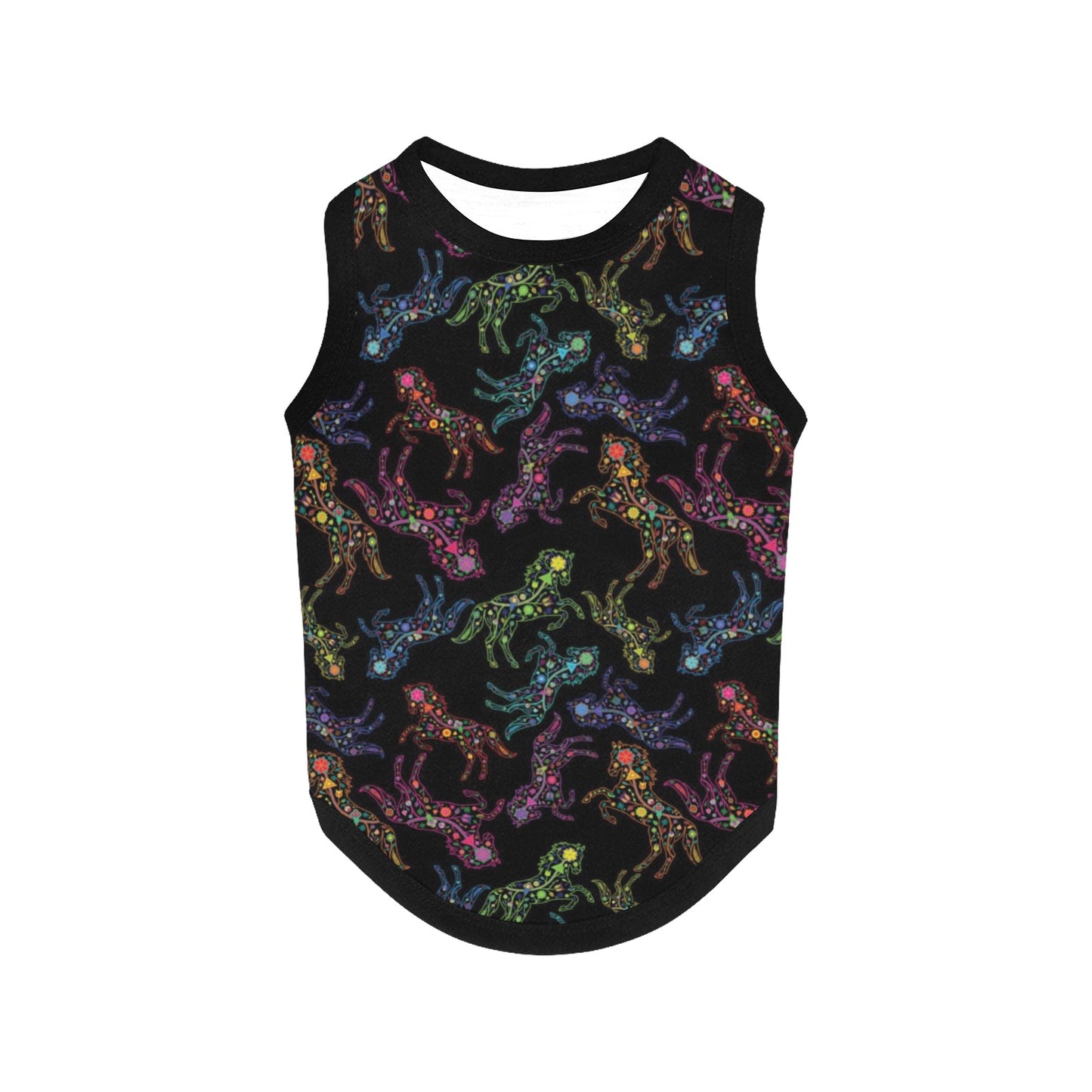 Neon Floral Horses Pet Tank Top