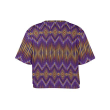 Load image into Gallery viewer, Fire Feather Purple Crop Top
