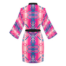 Load image into Gallery viewer, Desert Geo Blue Long Sleeve Kimono Robe
