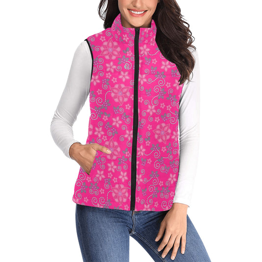 Berry Picking Pink Women's Padded Vest Jacket