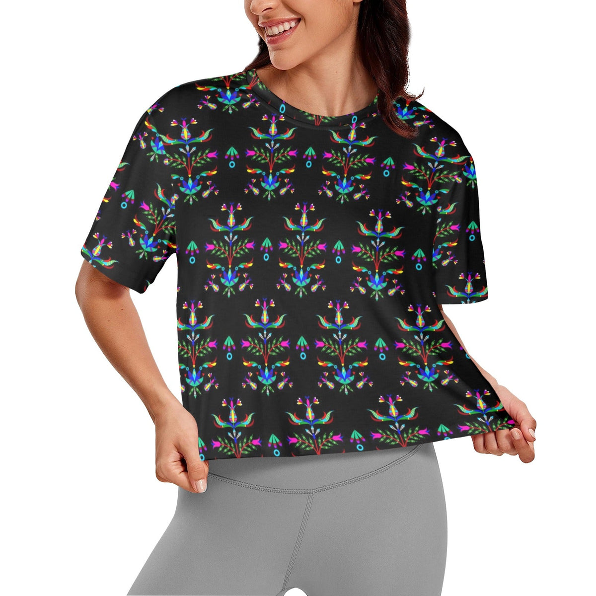 Dakota Damask Black Crop Top