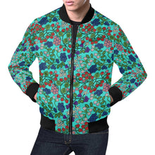 Load image into Gallery viewer, Takwakin Harvest Turquoise Bomber Jacket for Men
