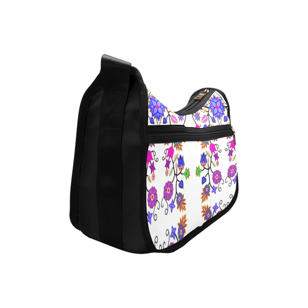 Floral Beadwork Seven Clans White Crossbody Bags
