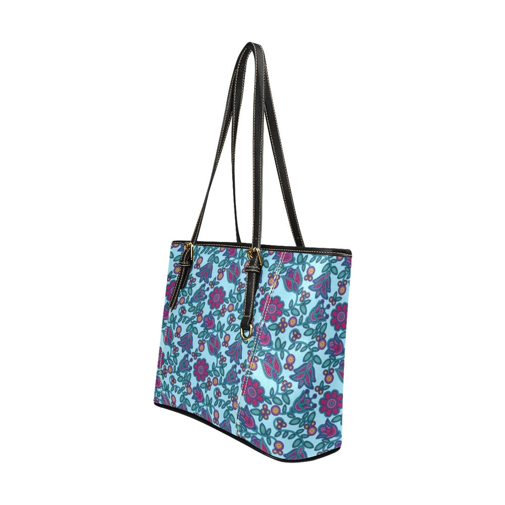 Beaded Nouveau Marine Leather Tote Bag