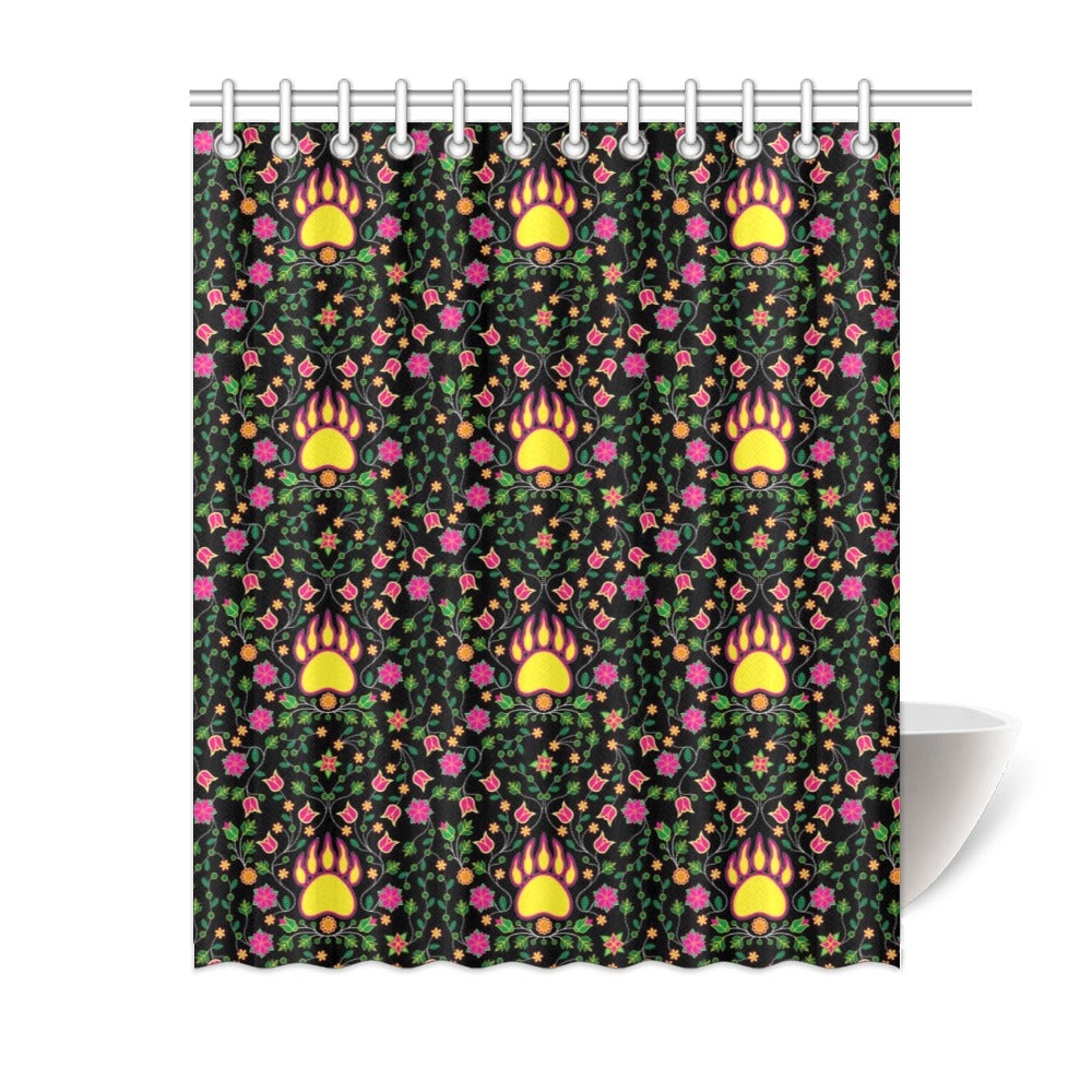 Floral Bearpaw Pink and Yellow Shower Curtain 60"x72"